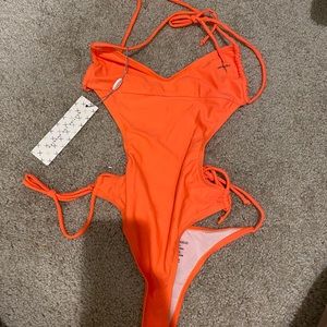 Orange one piece bikini sexy